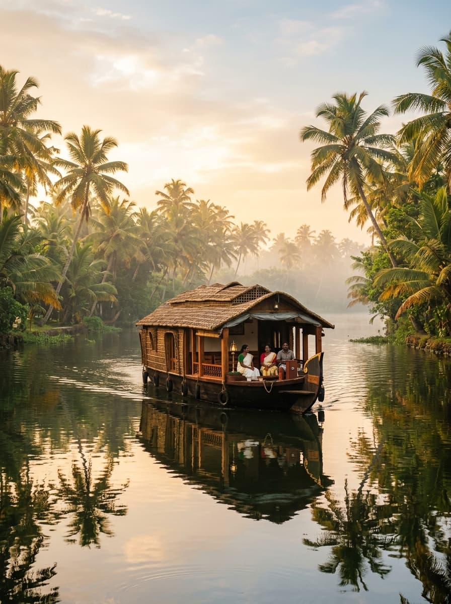 Kerala backwaters with houseboat